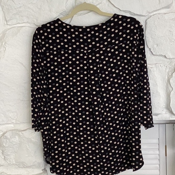 Philosophy Woman 1X soft knit black gray cream polka dot curve hem stretchy top - Picture 2 of 9
